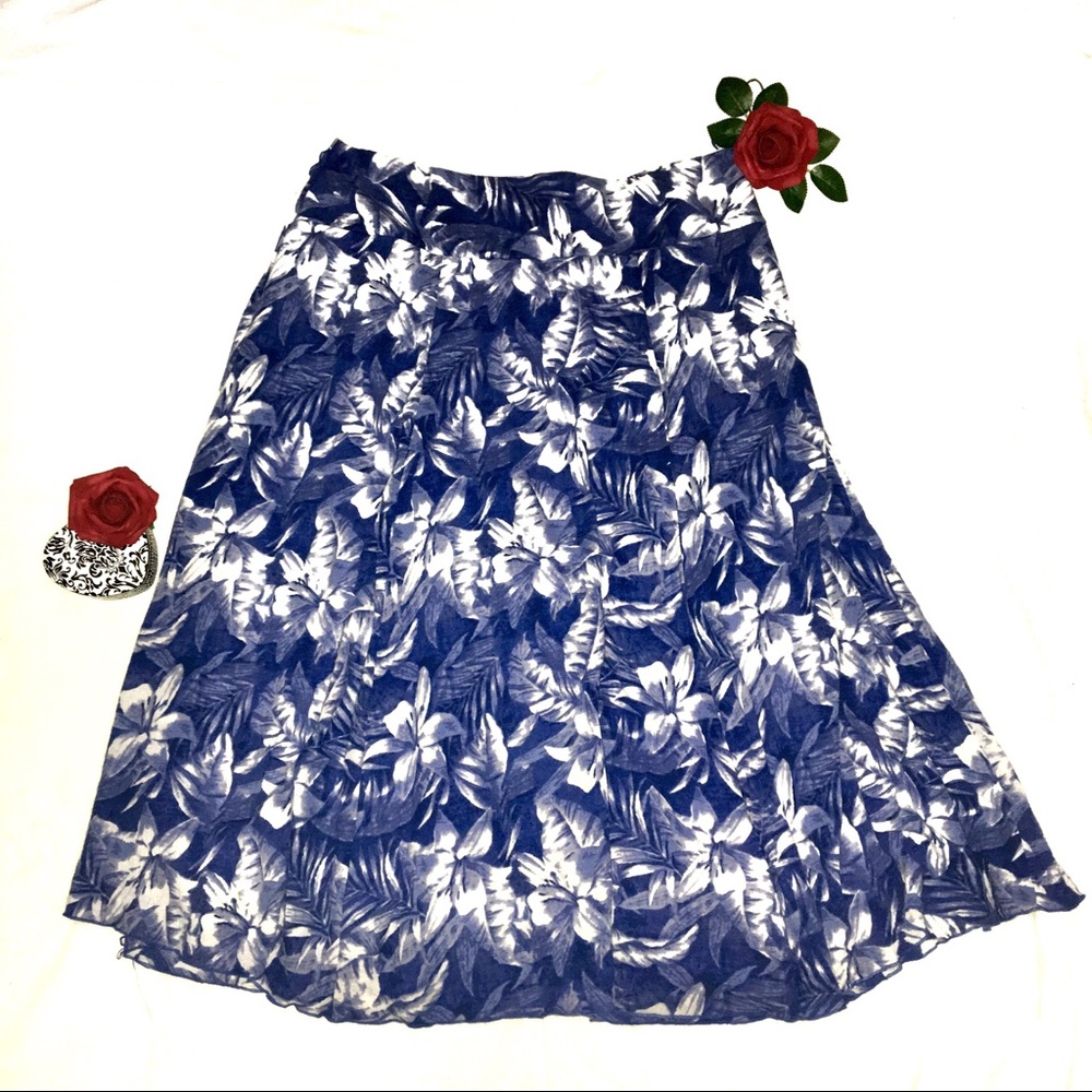 Laura Scott Floral Flowy Midi A Line Circle Skirt